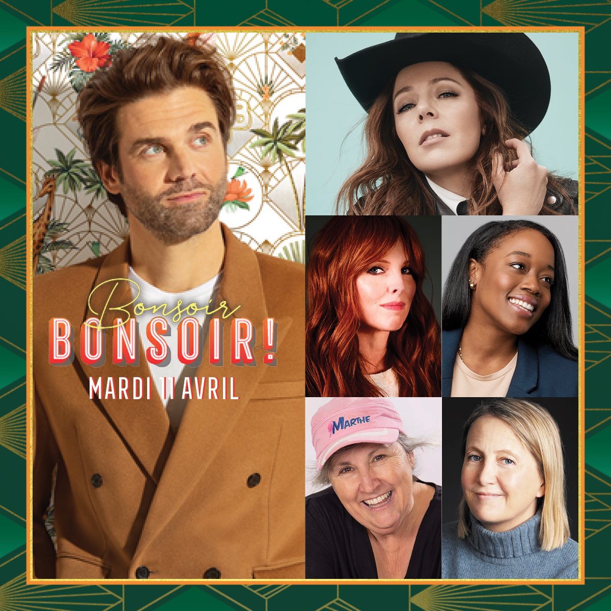 Bonsoir Bonsoir ! (@bonsoirbonsoir_) on Twitter photo Mardi, <a href="/jpwauthier/">jpwauthier</a> reçoit:
🎼 Isabelle Boulay en entrevue et en prestation;
🎸 une nouvelle collaboratrice, France D’Amour;
🌱 Marthe Laverdière;
✨ la vedette de la comédie musicale Le Bodyguard, Jennifer-Lee Dupuy
🌺 et Rafaële Germain.
—🕘21h📺<a href="/icirctele/">ICI RC Télé</a>— #BonsoirBonsoir Mardi, <a href="/jpwauthier/">jpwauthier</a> reçoit:
🎼 Isabelle Boulay en entrevue et en prestation;
🎸 une nouvelle collaboratrice, France D’Amour;
🌱 Marthe Laverdière;
✨ la vedette de la comédie musicale Le Bodyguard, Jennifer-Lee Dupuy
🌺 et Rafaële Germain.
—🕘21h📺<a href="/icirctele/">ICI RC Télé</a>— #BonsoirBonsoir
