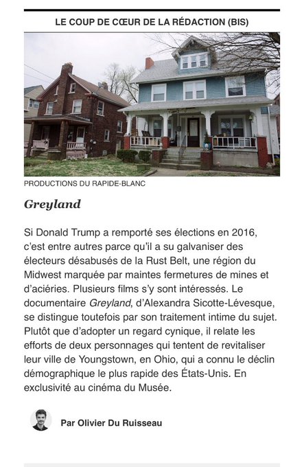 Alexandra Sicotte-Lévesque (@alexandrasl) on Twitter photo 🎬#Montreal on se voit à 16h45 au <a href="/cinemadumusee/">Cinéma du Musée</a> an collaboration avec la Chaire <a href="/RDandurand/">ChaireRaoulDandurand</a> pour la projection de GREYLAND et une discussion avec des invités spéciaux!
Coup de 😍 dans <a href="/LeDevoir/">Le Devoir</a> ! 🎬#Montreal on se voit à 16h45 au <a href="/cinemadumusee/">Cinéma du Musée</a> an collaboration avec la Chaire <a href="/RDandurand/">ChaireRaoulDandurand</a> pour la projection de GREYLAND et une discussion avec des invités spéciaux!
Coup de 😍 dans <a href="/LeDevoir/">Le Devoir</a> !