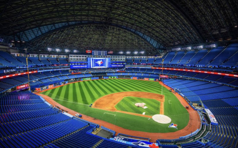 MLBcathedrals's tweet photo. Rogers Centre today compared to last year . #BlueJays 

Image via: @BlueJays https://t.co/0S1Paq32ad