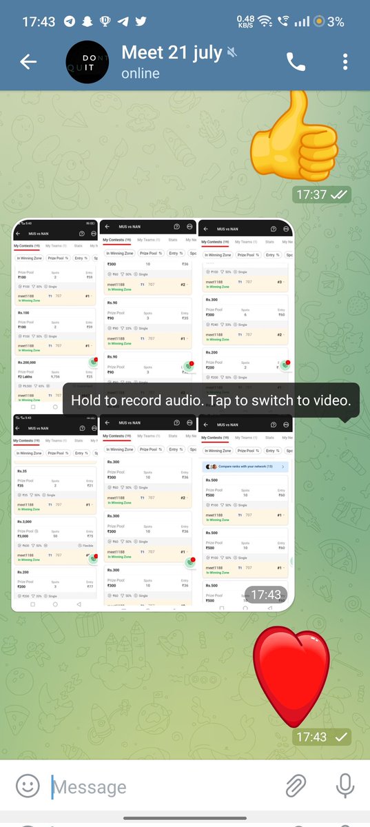 Rahulkmr1998's tweet photo. Yuva kabbadi Winning continue 🔥

 Join our telegram channel for Free Teams 💪🤟❤️
https://t.co/hcbuloOUis https://t.co/4OzWnNcaJM