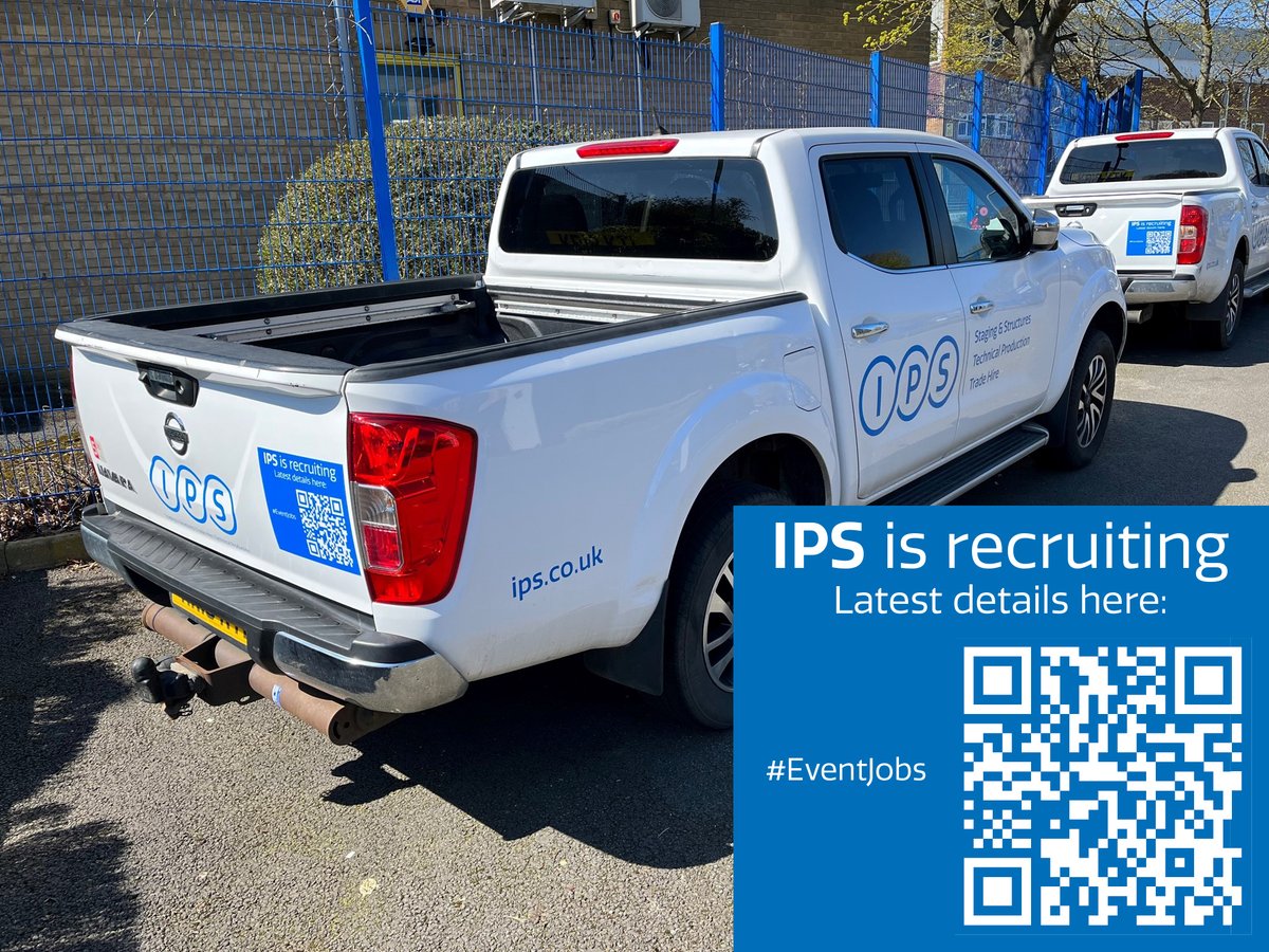 #jobalert IPS is recruiting
Check out these smart new signs on our vehicles spreading the news that #wearehiring.
For more details, just chase down one of our vehicles and scan the QR code - or click here: ips.co.uk/company/vacanc…

#eventjobs #miltonkeynesjobs #eventprofsuk