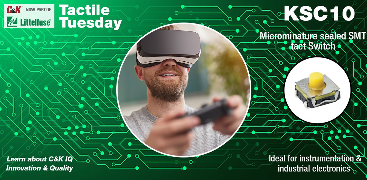 KSC10 sealed tact switch for SMT gives users a positive adaptable tactile feeling and is an IP67 rated, 4.9 mm high soft actuator switch.
To check out which KSC Series is right for your application, follow the link to our website:
ckswitches.com/products/switc…
#tactiletuesday #switches