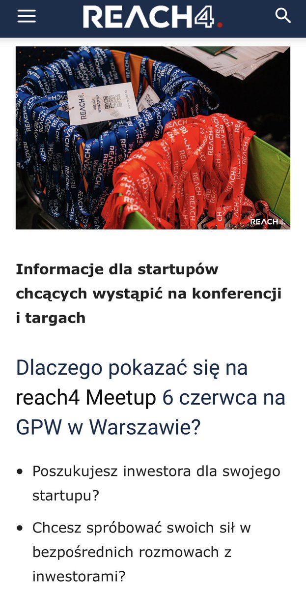 Startupy na GPW! Rozpoczęliśmy zapisy startupów na tegoroczną konferencję reach4 Meetup. A startupy i prelekcje zaprezentujemy w tym roku na <a href="/GPW_WSExchange/">GPW</a> !👇👇👇

reach4.biz/startupy/meetu…