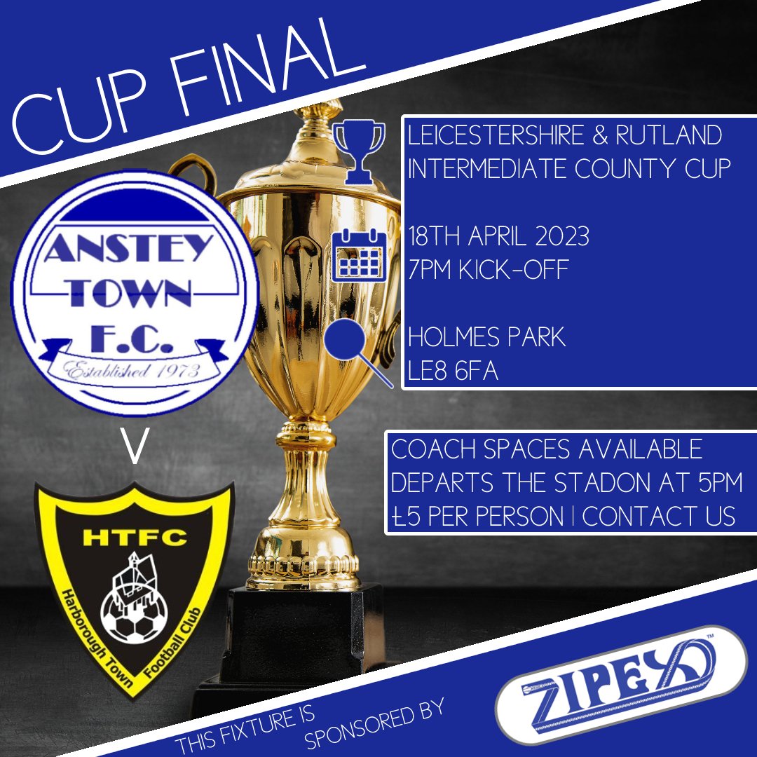 Big game for us next week as we face <a href="/HarbTownFC/">Harborough Town F(C) 🐝</a> Reserves in the Leicestershire &amp; Rutland Intermediate County Cup at Holmes Park.

Coach spaces still available, with a seat next to <a href="/harry11burton/">Harry Burton</a> going spare as he still sings "wheels on the bus" in anything bigger than a van.