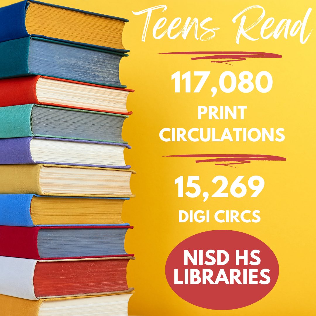 We know teens are readers and if you've been to #LibraryPalooza you know they still get excited about books & reading. High school book circulations in @NISD are up 26% so far this year over last year. #SchoolLibraryMonth