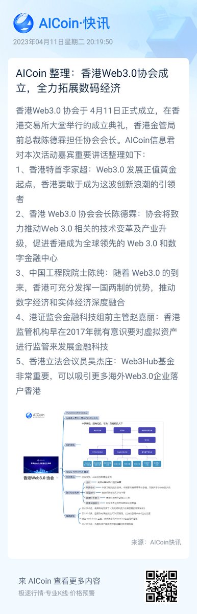AiCoinxiaobian's tweet photo. #香港Web3浪潮来袭
香港成立 Web3.0 协会，香港特首李家超发表致辞，称Web3.0发展正值黄金起点
https://t.co/8YrKUWstNB https://t.co/dw5Lglqtie