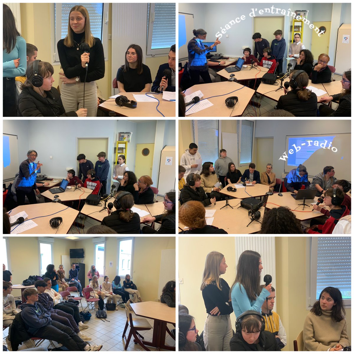CurieBernay's tweet photo. 🎧"La web radio:Quel bel outil..."📻Nos élèves ont la chance de rencontrer l'auteur 📔 et ex-enseignant de Marie Curie, Philippe  Delerm,en direct au Lycée Clément Ader.Beaucoup d'échanges et de bonnes ondes en perspective !!! Merci à Mme Deffontaines et Mme Le Bosse @MoncadaFra https://t.co/1XQ0X7nI8C