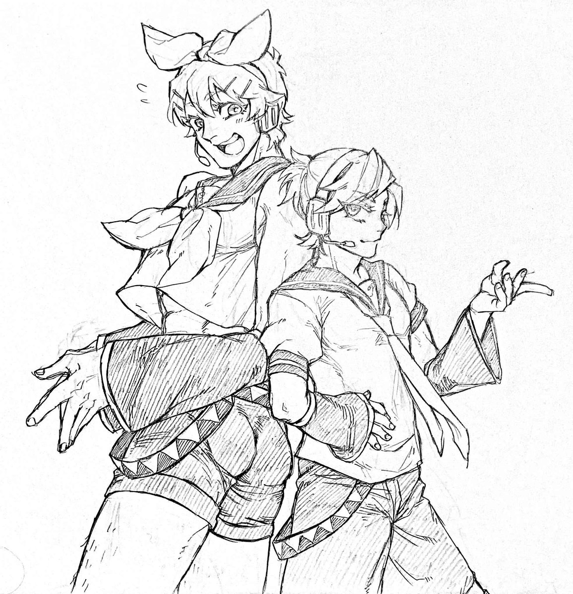 某カロイドコスした兄弟描いたよ！！
ロナルド&amp;ヒヨシ