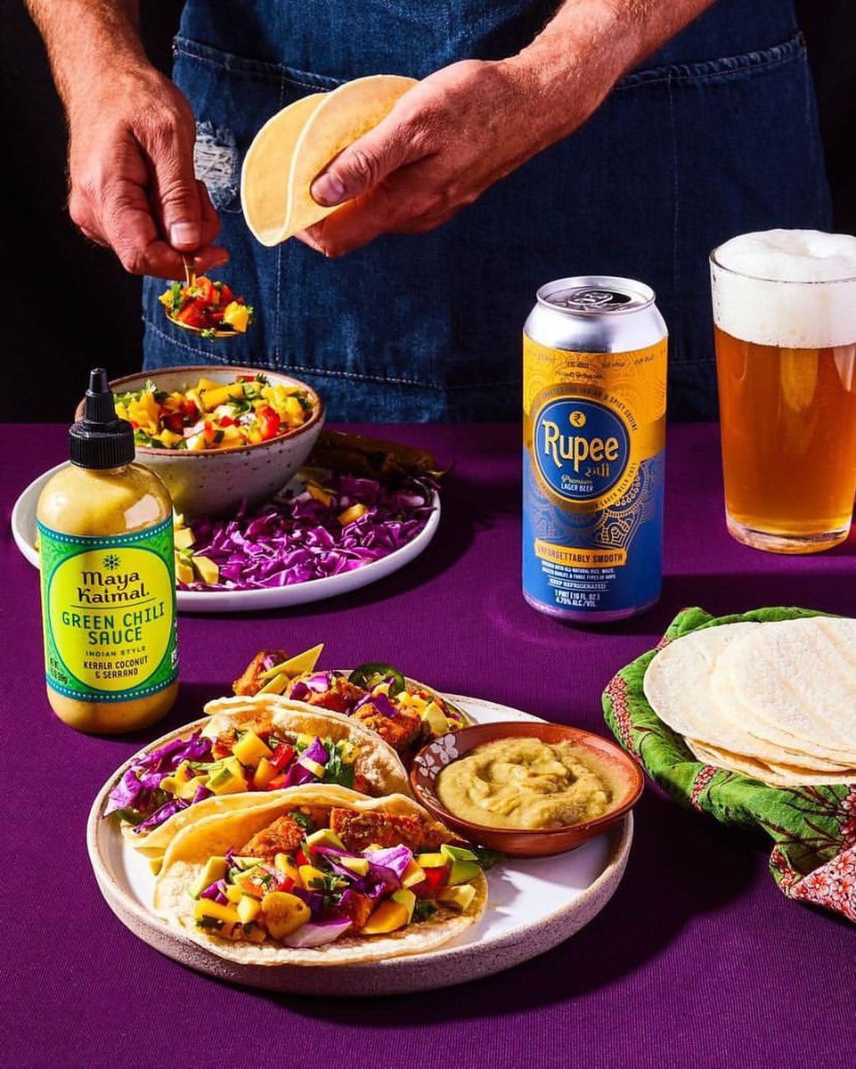 It’s #TacoTuesday &amp; we’re spicing things up in the kitchen with our friends at <a href="/MayaKaimalFoods/">Maya Kaimal Foods</a> 

These #GreenChili #FishTacos with #Mango #Jalapeño #Salsa are packed with bold flavor &amp; #Indian-style heat! Serve with an ice cold #rupeebeer &amp; enjoy🍺🌶🌮🥭