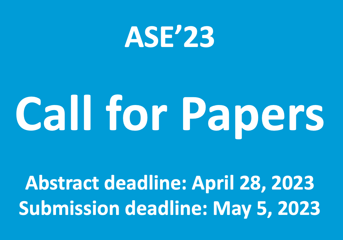 ASE_conf's tweet photo. 📢 ASE is back for its 38th edition and will take place in Luxembourg 🇱🇺

Less than a month to submit your research papers, do not miss the opportunity! 🚀

🗓 Abstract deadline: 28 Apr. 2023
🗓 Paper deadline: 5 May 2023

🔗 https://t.co/PsQvG2PBiK
ℹ️ https://t.co/93uOooMBz6 https://t.co/oV4QX08dIt