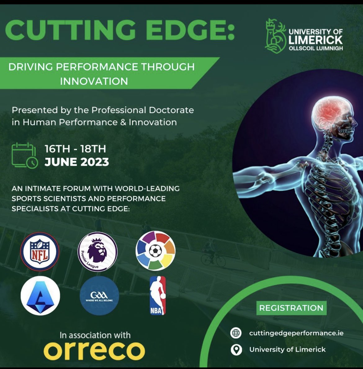 🚨 CUTTING EDGE PERFORMANCE🚨 

Involved in Sport in Ireland? This event is for you.

World Leading Performance Specialists  
📅 Fri / Sat / Sun 16 - 18th June, 2023
📍 University of Limerick 
Early Bird tickets until the 15th April
🎟️cuttingedgeperformance.ie

<a href="/ORRECO1/">ORRECO</a> are proud