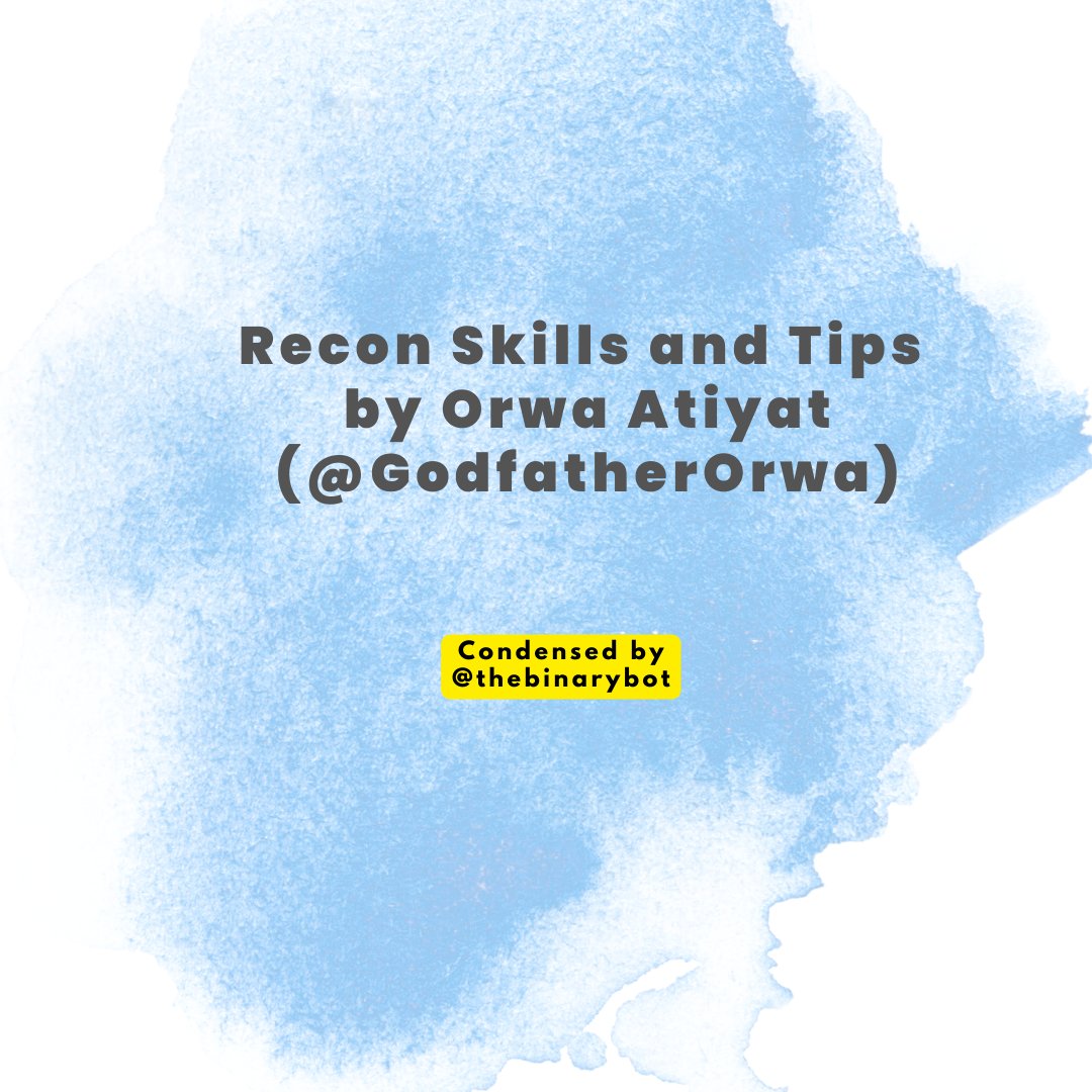 Nithin π¦ΉββοΈ (@thebinarybot) on Twitter photo I re-watched <a href="/GodfatherOrwa/">Godfather Orwa π―π΄</a> 's talk at <a href="/InfoSecComm/">InfoSec Community</a> 's IWCON 2.0 and must say it's super informative.
The talk is ~45 minutes long but I have condensed the talk for you to read in 2 minutes. I re-watched <a href="/GodfatherOrwa/">Godfather Orwa π―π΄</a> 's talk at <a href="/InfoSecComm/">InfoSec Community</a> 's IWCON 2.0 and must say it's super informative.
The talk is ~45 minutes long but I have condensed the talk for you to read in 2 minutes.