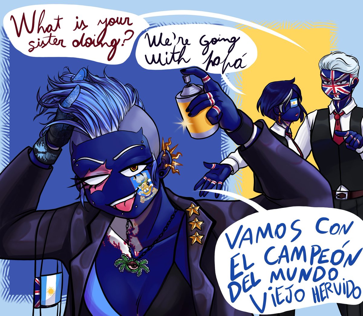 DrawLusya's tweet photo. Esto fue por el 2 de Abril pero no me dejaba pasar cosas al celuuuu

#countryhumans #countryhumansargentina https://t.co/L2YccGElIZ