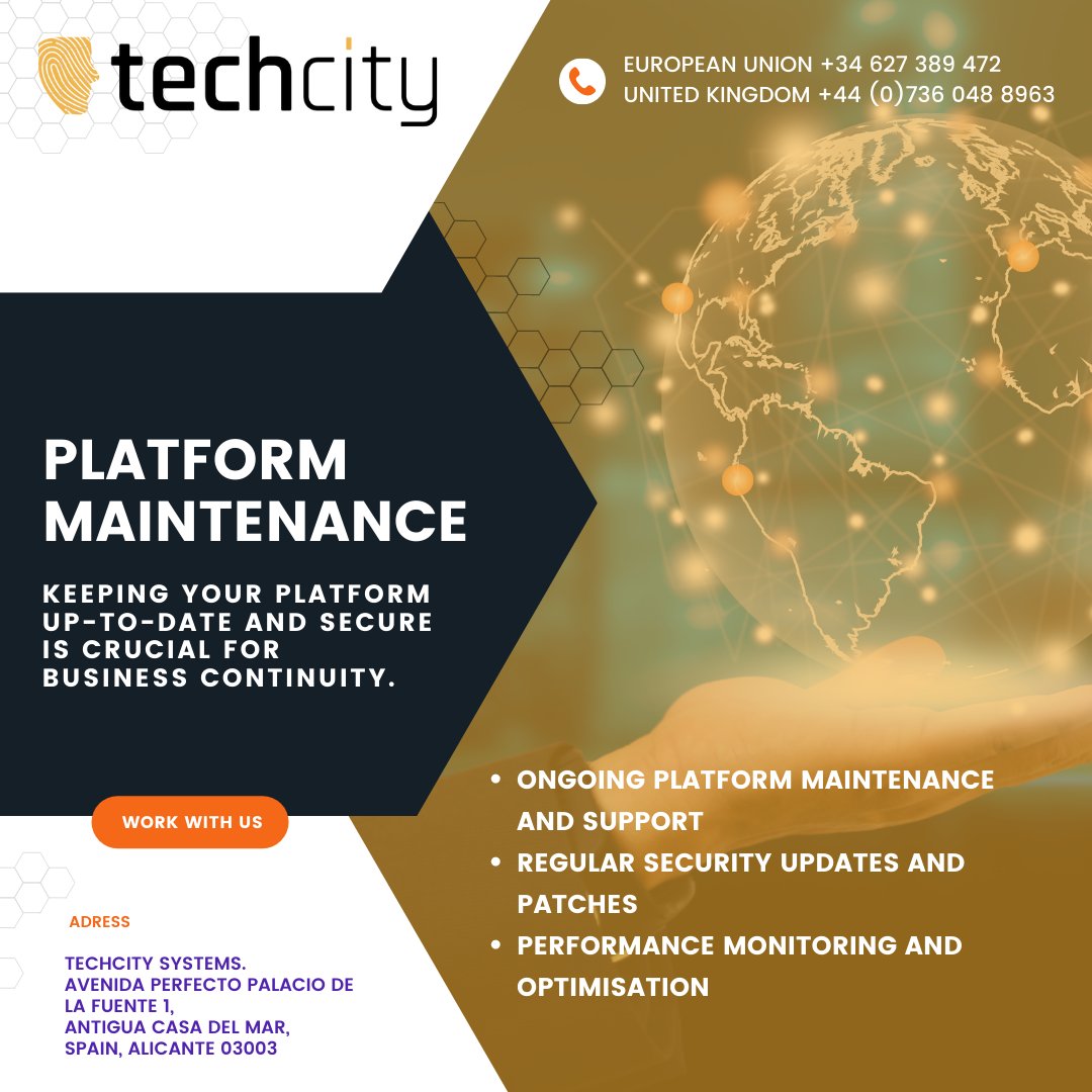 techcitysystems's tweet image. Keeping your platform up-to-date and secure is crucial for business continuity.
Contact us today to learn how TechCity can help your business achieve its goals.
techcity.es/techcity
.
.
.
#techcitysystem #techcity #softweredeveloper #consultingplatform