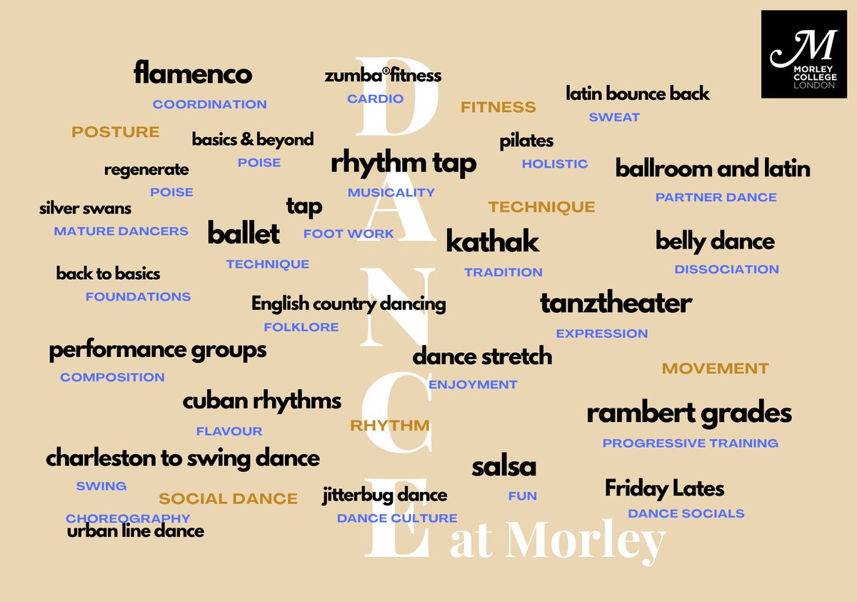 A new term starts next week with the opportunity to learn and practice many styles &amp; disciplines in dance and movement. Choose your way to enjoy while enhancing your well-being, technique, and creativity. morleycollege.ac.uk/courses?s=&sub… 
<a href="/morleycollege/">Morley College London</a>