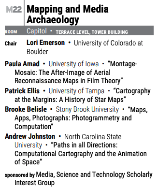 aeroscopics's tweet image. One more #SCMS2023 panel for your consideration if you are in Denver this week—“Mapping and Media Archaeology,” Saturday at 10am.

With @loriemerson, Paula Amad, Brooke Belisle, and @a_johnston; sponsored by @scmsmst. Join us!