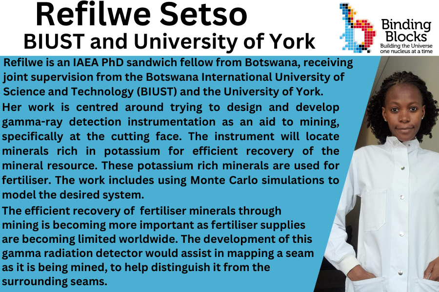 Following International Women's Day, we are continuing to celebrate some of the amazing women we know in STEM!   

<a href="/setso_rene/">Refilwe Rene Setso</a>  is a PhD student at <a href="/biustbw/">BIUST Botswana</a> and <a href="/UniOfYork/">University of York</a> @PhysicsatYork 

#WomenInSTEM #IWD2023 #Physics #InternationalWomensDay
