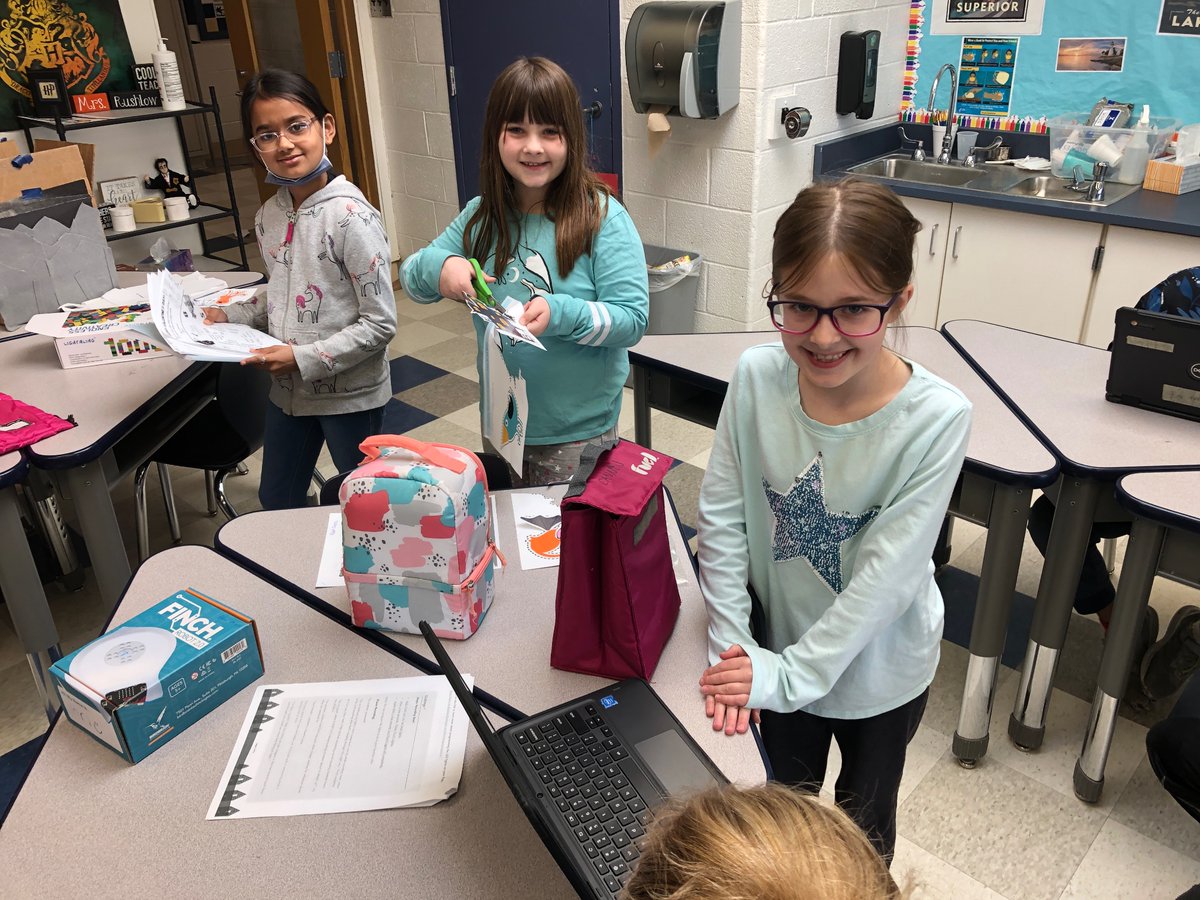 CaraBellMI's tweet photo. The Robot Oreos are having fun working with lights, sounds, and sensors. We created a function so Ori can use “echolocation” to avoid obstacles. #GirlsSolveIT #FordGirlsinSTEM https://t.co/d2nuJSNbD2