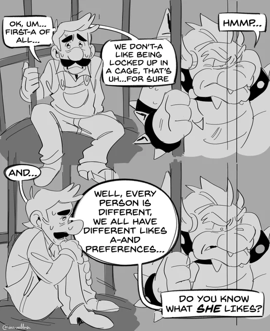 bowser asking luigi to tell him more about humans (part 1 of 2) 

#SuperMarioMovie 