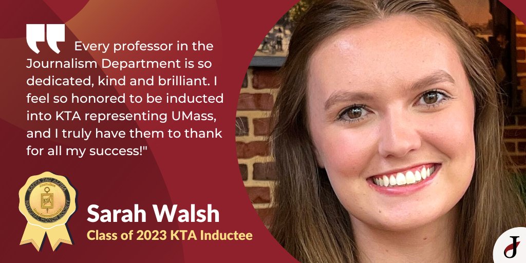 UMass Journalism (@umassjournalism) on Twitter photo Proud to announce an addition to the Class of 2023 #KappaTauAlpha college honor society. Congrats to #UMassJournalism senior Sarah Walsh on her induction! #KTA #Journalism #HonorSociety ๐
<a href="/SBS_UMass/">SBS UMass Amherst</a> <a href="/UMassAmherst/">UMass Amherst</a> <a href="/UMassCommDept/">UMassCommunication</a> <a href="/UMassSociology/">UMass Sociology</a> <a href="/HerCampusUMass/">HC at UMass Amherst</a> <a href="/Sam_Minuteman/">Sam The Minuteman</a> Proud to announce an addition to the Class of 2023 #KappaTauAlpha college honor society. Congrats to #UMassJournalism senior Sarah Walsh on her induction! #KTA #Journalism #HonorSociety ๐
<a href="/SBS_UMass/">SBS UMass Amherst</a> <a href="/UMassAmherst/">UMass Amherst</a> <a href="/UMassCommDept/">UMassCommunication</a> <a href="/UMassSociology/">UMass Sociology</a> <a href="/HerCampusUMass/">HC at UMass Amherst</a> <a href="/Sam_Minuteman/">Sam The Minuteman</a>