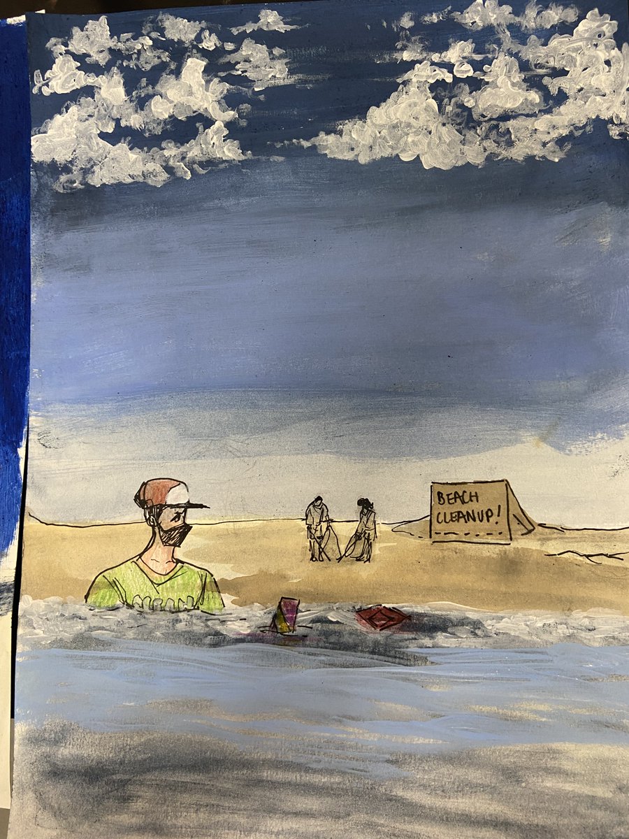Our #eARThAdventure with @thehaleyarroyowas at #ChemAtNTHC about pollution and how we can change it for the better #CCEW! Did you know that 84% of trash removed from US beaches in 2021 was plastic? We created artwork to highlight the beach cleanups against pollution!