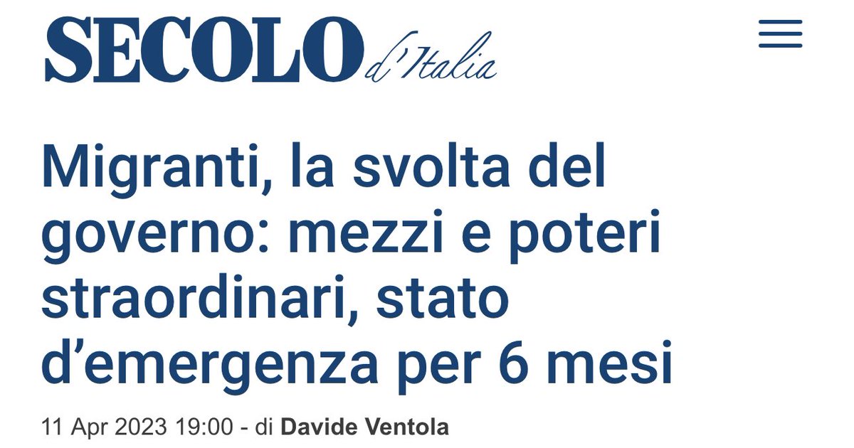 Il #governo ha deliberato lo #statodiemergenza su tutto il territorio nazionale a seguito dell’eccezionale incremento dei flussi migratori.
Ora una rapida soluzione.
#migranti #GovernoMeloni