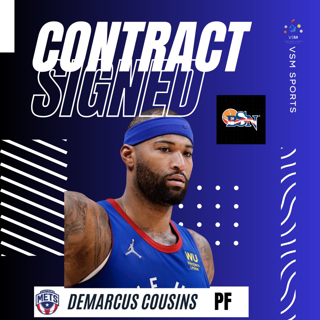 Announcing the contract signing of powerhouse DeMarcus Cousins to be the next import for the <a href="/metsbaloncesto/">Mets Basketball</a> . We are extremely happy to be able to work this with <a href="/boogiecousins/">DeMarcus Cousins</a> together with <a href="/ExcelSports/">Excel Sports</a> and agent Matt Davis . Let’s get this show on the road DeMarcus! <a href="/wojespn/">Adrian Wojnarowski</a>