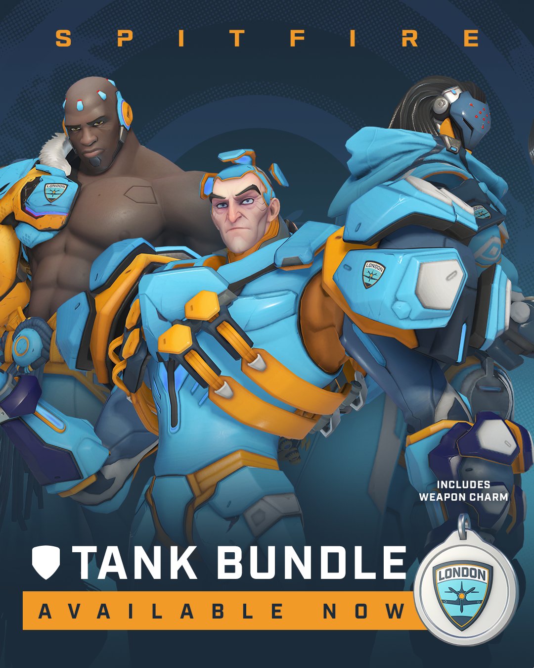 London Spitfire on X: Wake up babe, new tank bundle just dropped 🥺 Get  three skins + the London Spitfire weapon charm, available now in the  Overwatch League shop!  / X