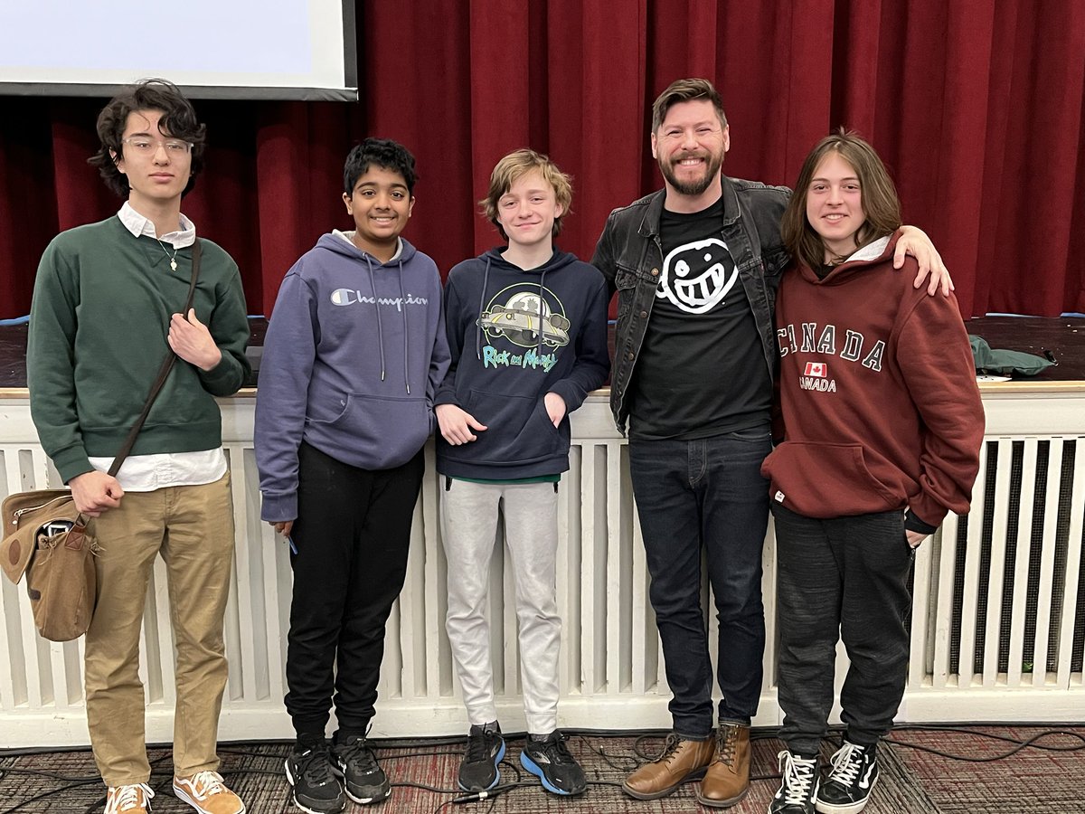 Author and WHS class of 2003 graduate Matt Heagerty with our 8th grade aspiring writers after Matt’s recent presentation that focused on residency and overcoming obstacles.