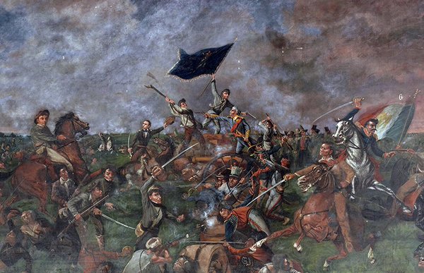 On this day in 1836, a force of 900 Texans under Sam Houston crush Santa Ana's Mexican army in just 18 mins at the Battle of San Jacinto. "Remember the Alamo!" is their battle cry.