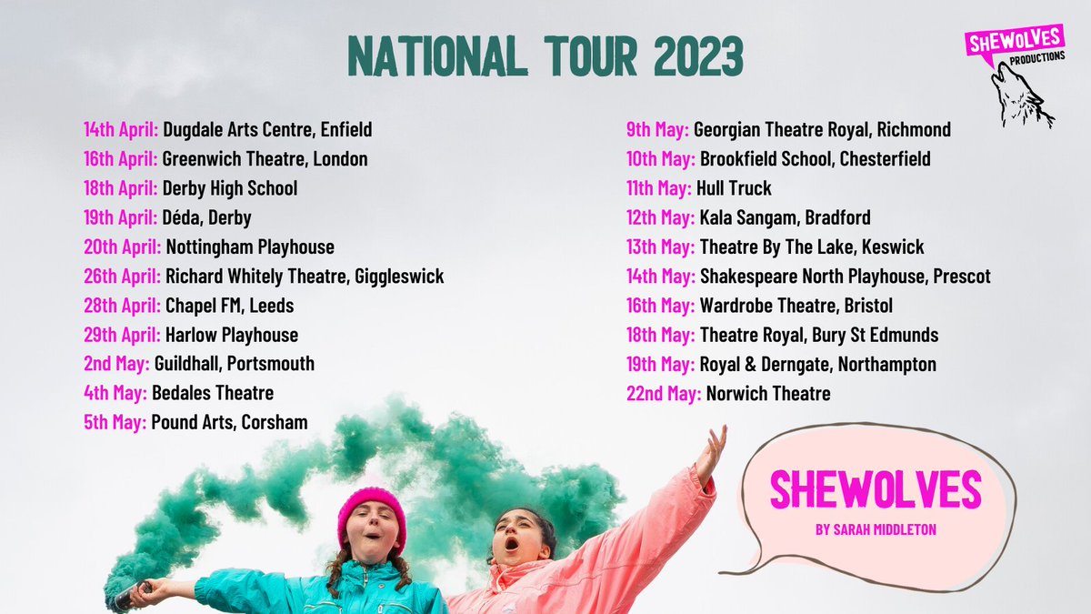 One of The Stage's 'Best Shows of the Year 2022' is going on a national tour- -AWOOO! 🐺

Catch the uplifting comedy #SHEWOLVES in April/May at a venue near you - it’ll have you howling with joy…

Tickets: weareshewolves.co.uk/tour-dates
<a href="/SHEWOLVES__/">SHEWOLVES Productions</a>