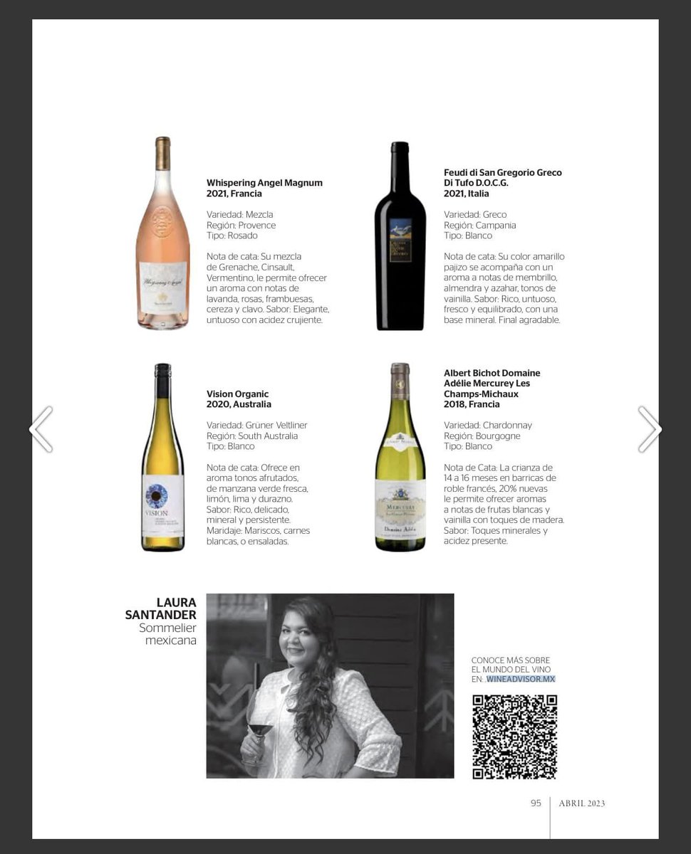 De acuerdo con la última publicación de <a href="/laurisantander/">Laura Santander</a> y <a href="/wineadvisormx/">WineAdvisor</a> en la revista Gentleman México, "Halley" de <a href="/VinosElCielo/">Vinos El Cielo</a>, es uno de los 20 mejores vinos blancos y rosados para esta temporada. 🍷👏