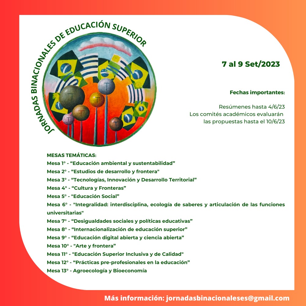 7 al 9/9/2023 | Jornadas Binacionales de Educación Superior 🇧🇷🇺🇾 cfe.edu.uy/index.php/9-no… 

Consultas: jornadasbinacionaleses@gmail.com