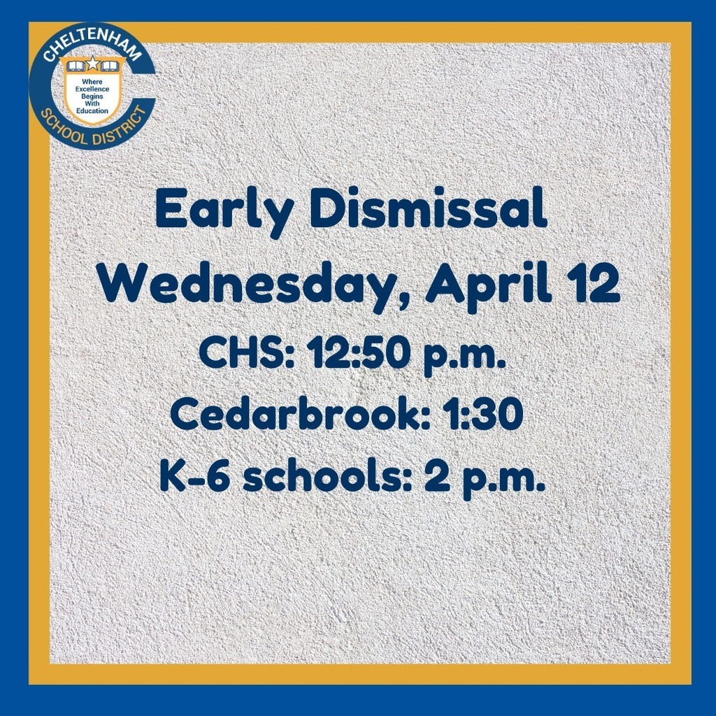 Schools will dismiss early tomorrow, April 12. instagr.am/p/Cq500C-LECc/