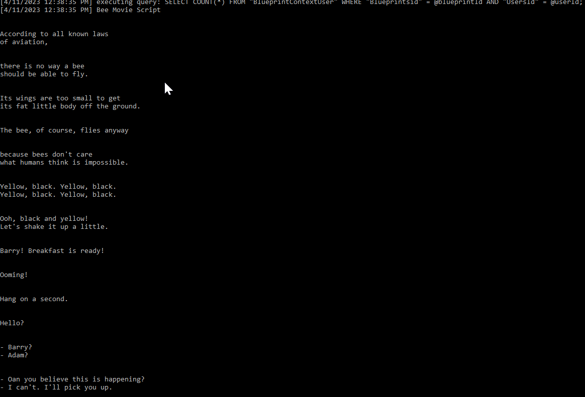 omfg I didn't put a limit on how long item names can be and someone put the entire bee movie script in there