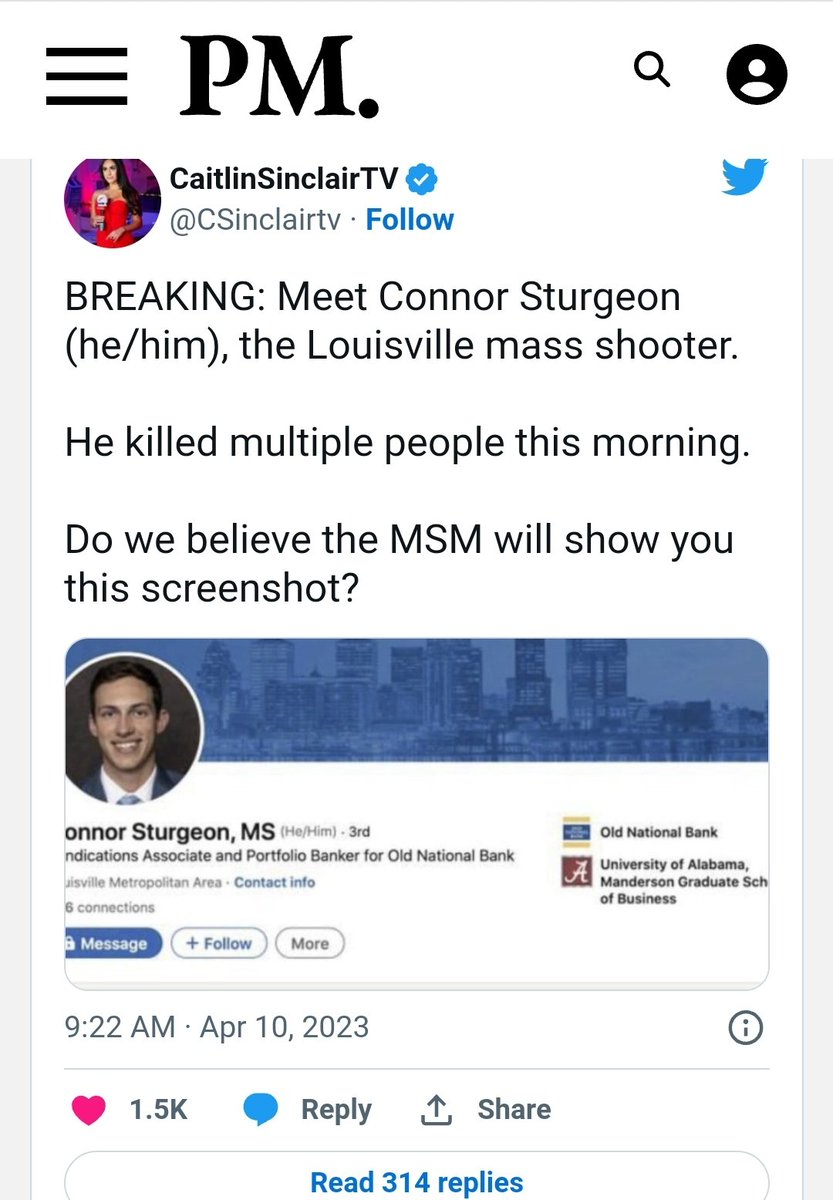 Lovrofnature's tweet photo. Very interesting, this man that shot up the bank hated Trump &amp; was all for the lockdown but crickets from what we used to call NEWS...
@ABC @CBSNews @NBCNews @CNN @MSNBC hello hello anyone willing to broadcast actual facts &amp; truth yet??
#louisvillekentucky #BankShooting https://t.co/pXztjdNKMf