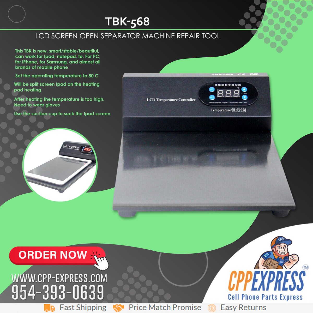 cppexpress's tweet photo. TBK 568 LCD Screen Open Separator Machine Repair Tool.
IN STOCK!
ORDER NOW!
Visit us at https://t.co/awqaePpTPg or call us at 954-393-0639

#bestservice #cppexpress #cellphoneparts #phonescreens #cellphoneparts #phonerepairparts  02 https://t.co/edKRAafLXn