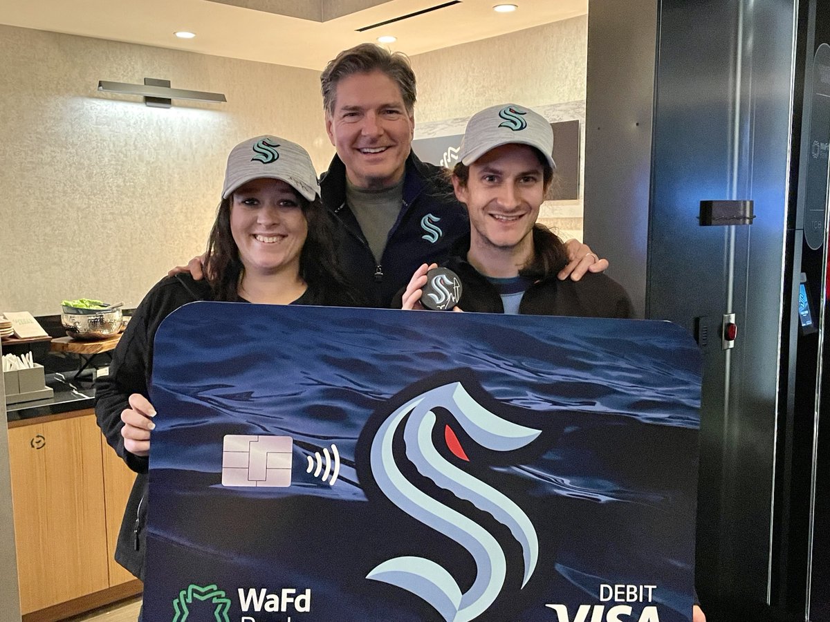 WAFDbank's tweet photo. Congratulations to our Kraken Debit Card Suite Seats winners Ashley and Alex! These lucky fans got to share the VIP experience with their friends and family and had an incredible night cheering on the Kraken from the WaFd Tunnel Club Seats. #GoSEAKraken
Member FDIC. https://t.co/FjxxlMbSl6
