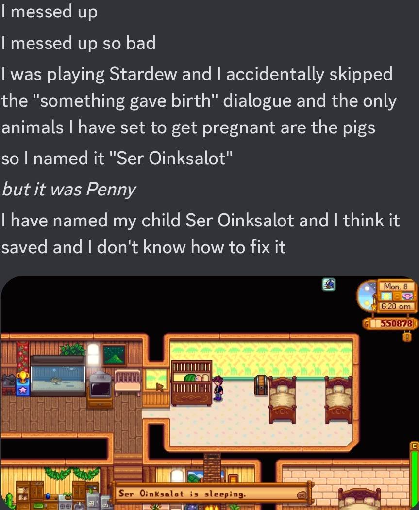 rStardewValley's tweet photo. Make Sure You Know Who's Pregnant. posted by u/seraf04. Post url: https://t.co/FHDjCoINT5 #StardewValley #Stardew https://t.co/XEjA9nEjHI