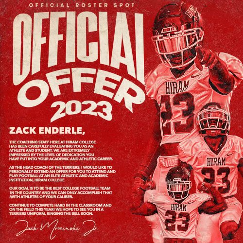 EnderleZack's tweet photo. Blessed to receive an offer from Hiram college @hiramcollege to further my academic and football career. Thank you @Coach_Mro for the opportunity! https://t.co/RQNdorIFUE