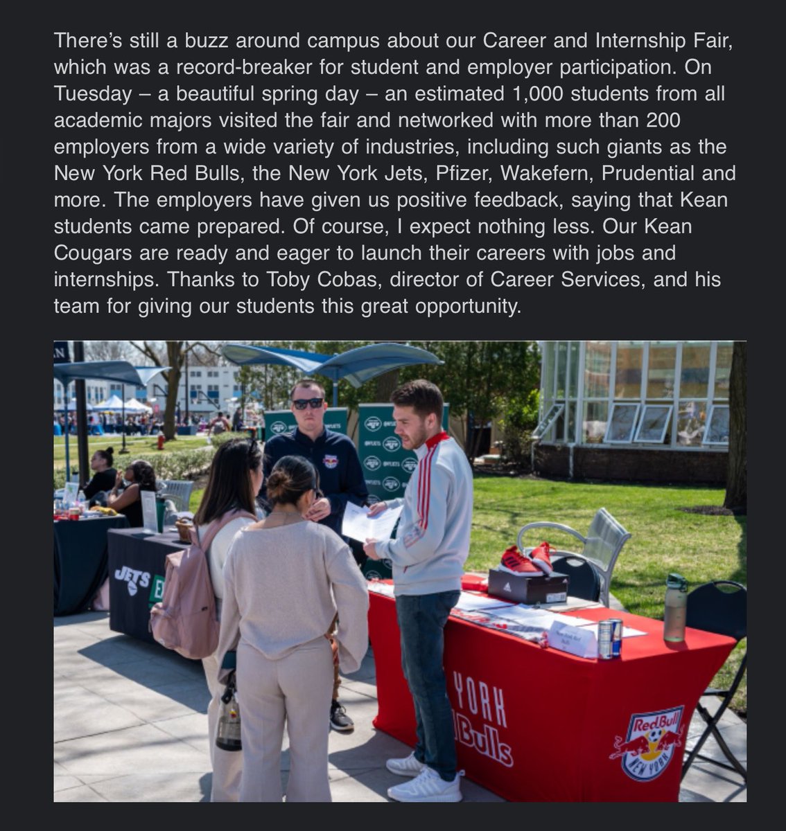 keancareerserv's tweet photo. In last week’s Message From the President, “an estimated 1,000 students from all academic majors visited the fair and networked with more than 200 employers from a wide variety of industries.” Thank you to everyone who took the necessary steps to advancing their career! https://t.co/IefuFcwCy6