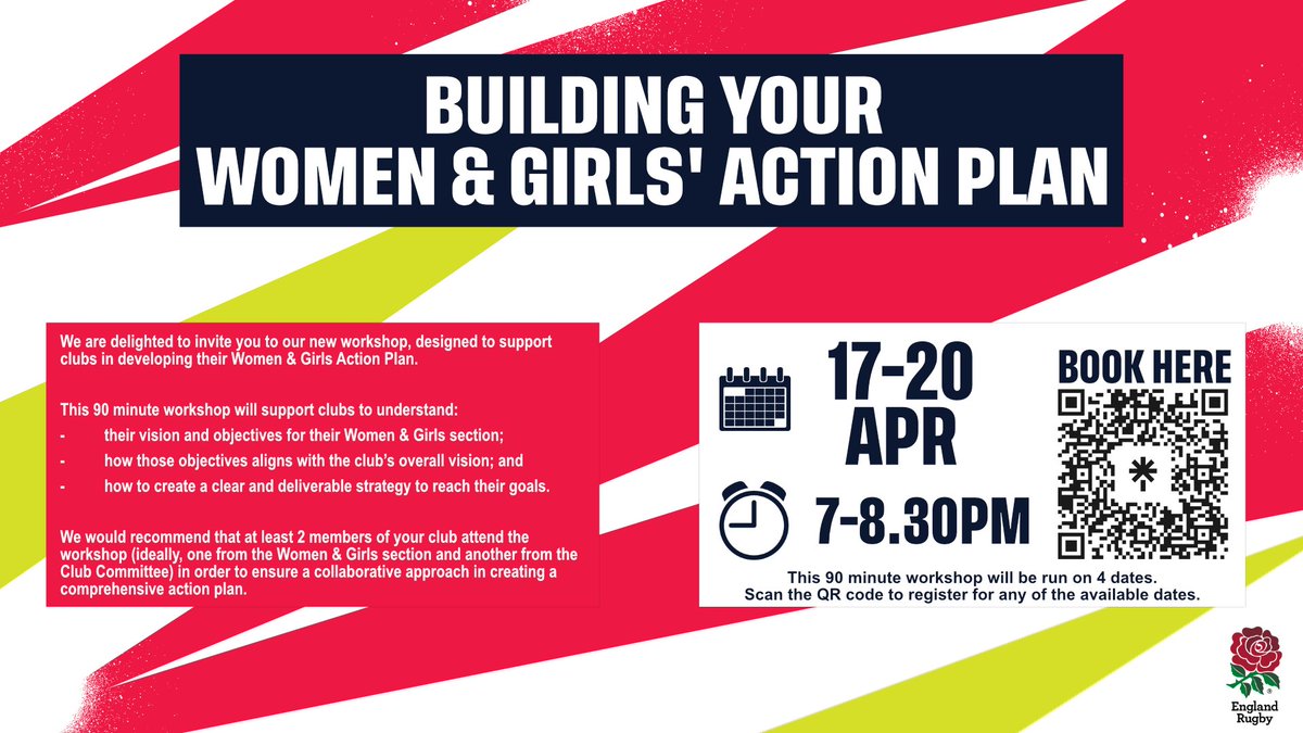 Virtual workshop: Developing a Women &amp; Girls Club Strategy  

🗓 4 webinars delivered across the Country, select which one you wish to attend.

Register here ➡️: linktr.ee/rfuwomenandgir…     

#PlayTogether #ThisGirlCan #AllianzInnerWarrior