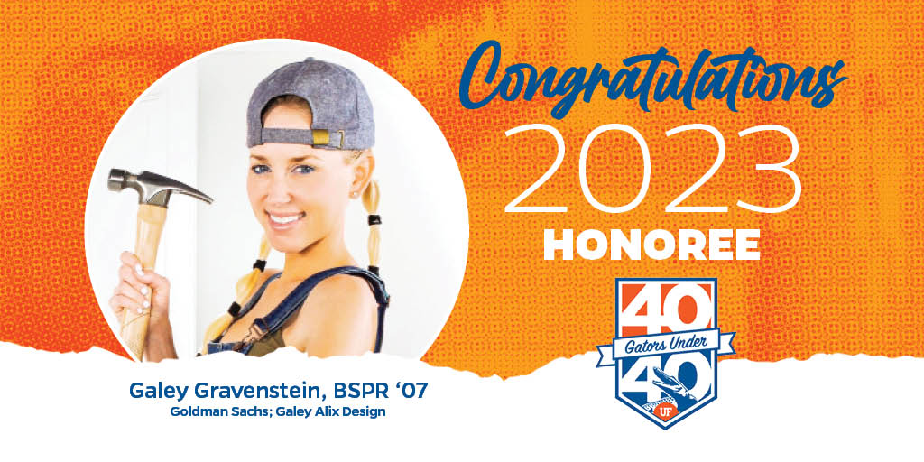 Congratulations to @UF PR alum Galey Gravenstein on being a 2023 #40GatorsUnder40 honoree! 👏