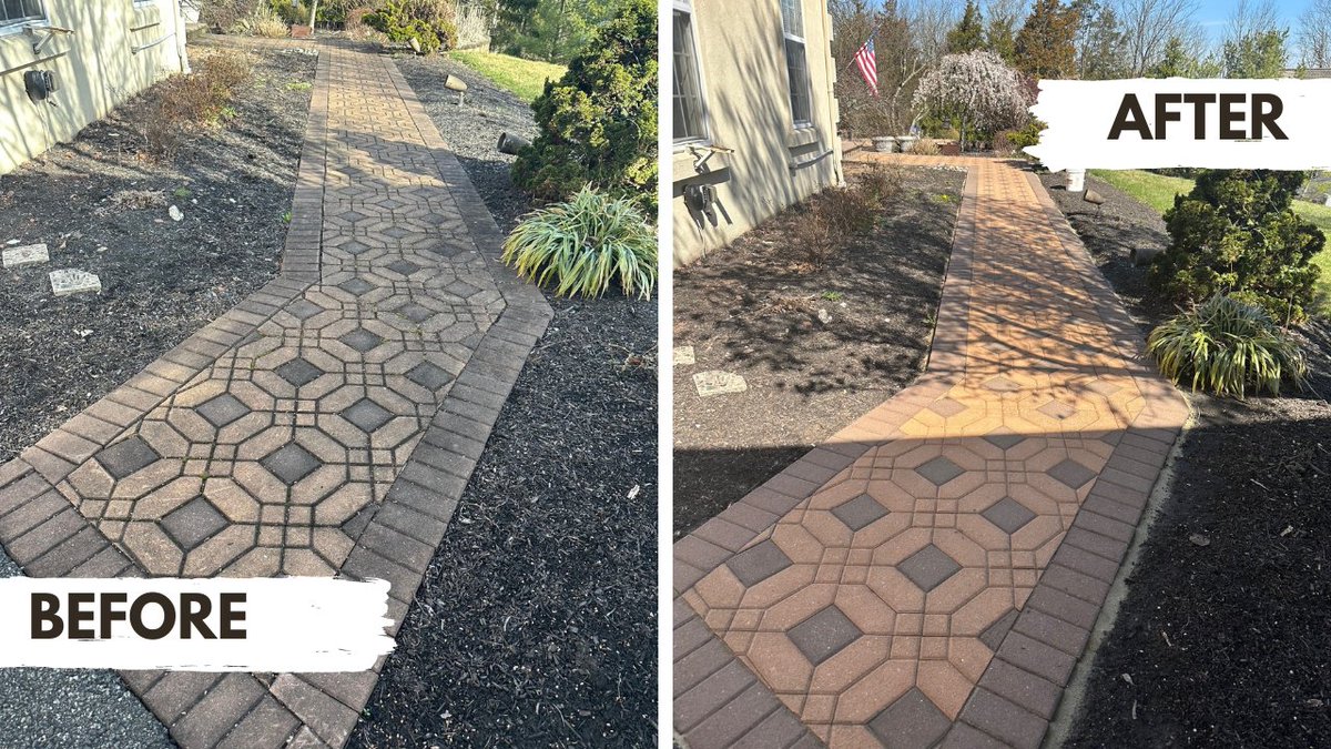 CKCLandscaping's tweet photo. Our paver restoration team just brought these EP Henry symmetry pavers back to life. The repairs ranged from lifting sunken areas, replacing raised edge restraint, and restabilizing the front walkway edge.
#PaverRepair #PaverRestoration #EPHenry https://t.co/4Hz0BcoBdO