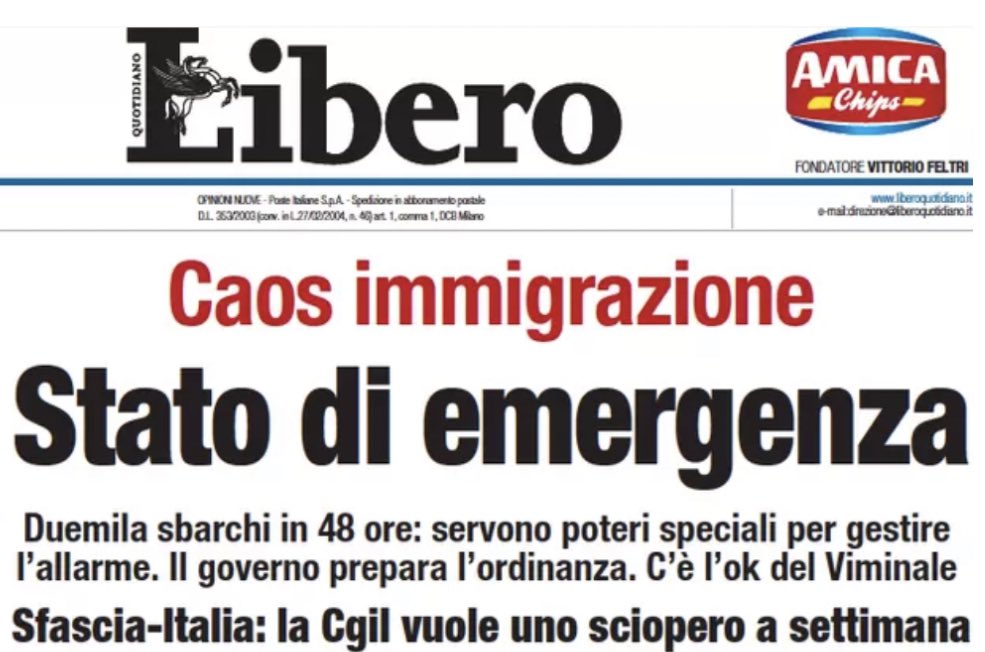 Migranti, il governo dichiara lo stato di emergenza per sei mesi‼️

#Statodiemergenza per risposte tempestive. #GovernoMeloni