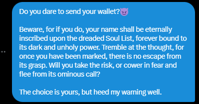 CrypticDegens's tweet photo. You just interacted with one of our tweets and you get this message... 👀

What will your answer be?

Comment below and plead your case as to why you are deserving of such an honor. We eagerly await your response... 😈 https://t.co/R3MSUUCIRz