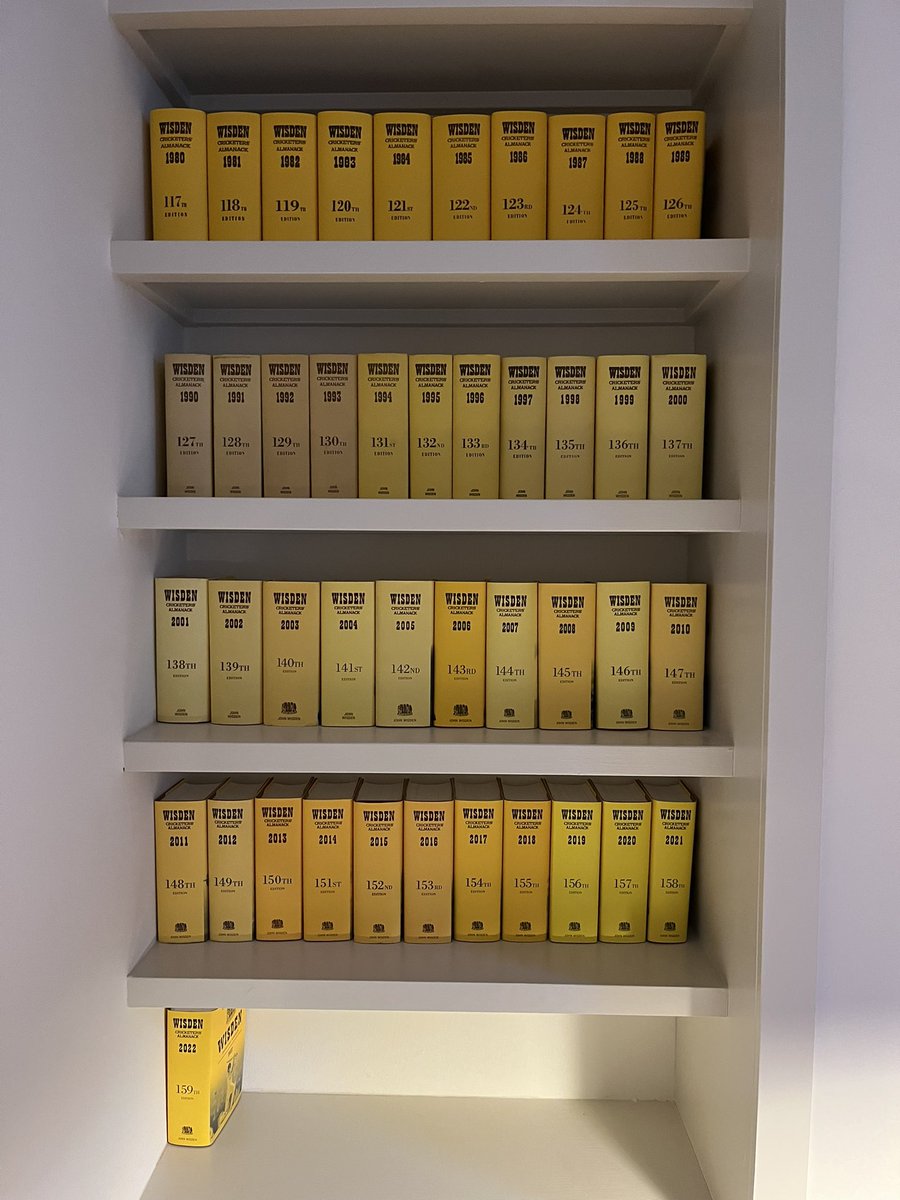 #MyWisdenCollection @WisdenAlmanack I reckon I’ve got space until the end of the decade on the shelf.