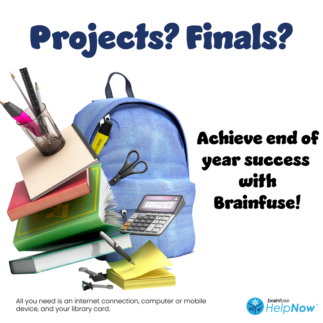 The end of the school year means finals and projects are due! But don’t worry, you can visit somelibrary.org/homework.php to connect with a free live online tutor to help you succeed. #BrainfuseCommunity #OnlineTutoring #EndofSchoolYear #SchoolSuccess #HomeworkHelp