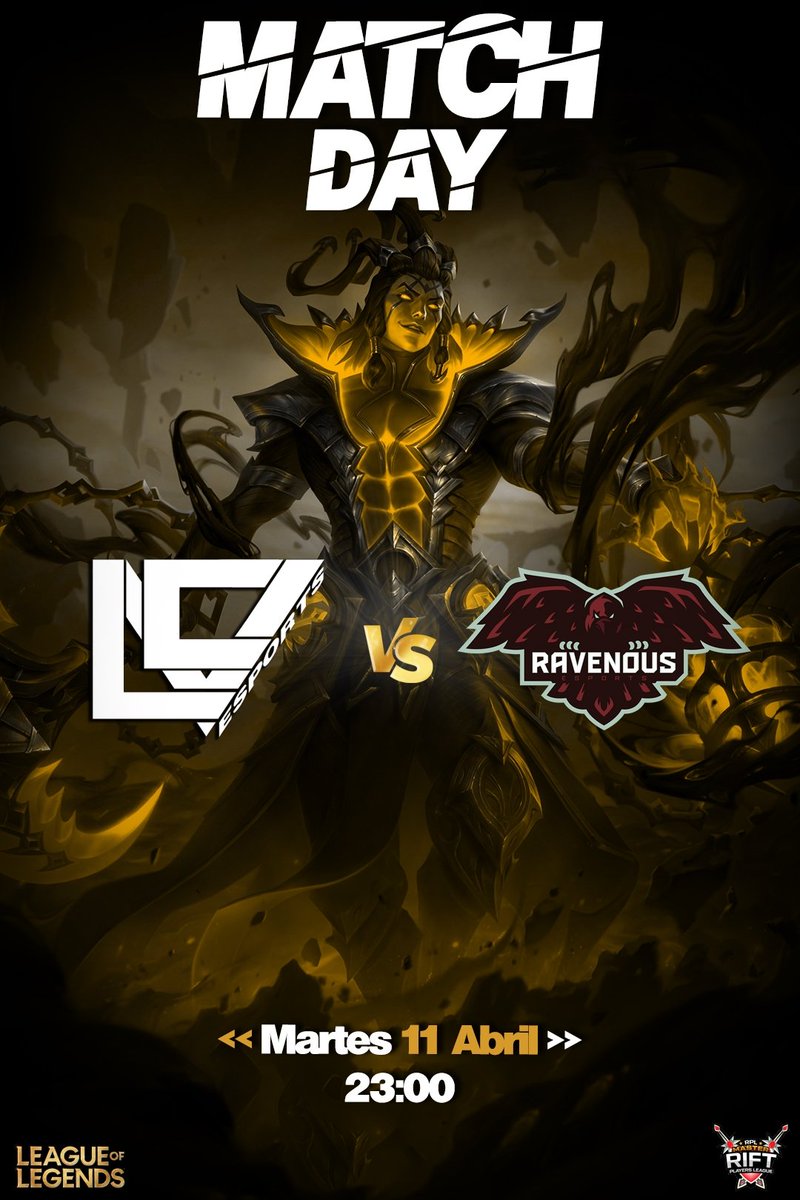 LCVeSports's tweet photo. 🔸League of Legends ▪️ #MasterRift🔸 

Esta noche tenemos partido de @RankedPlayers contra @esport_ravenous. Importante conseguir la victoria para mantenernos en la parte alta.

🆚@esport_ravenous 
📆 Martes 11 23:00h  
📺 https://t.co/kzsGrcBb0u 

#GoLCV https://t.co/1KSyo6JFIn