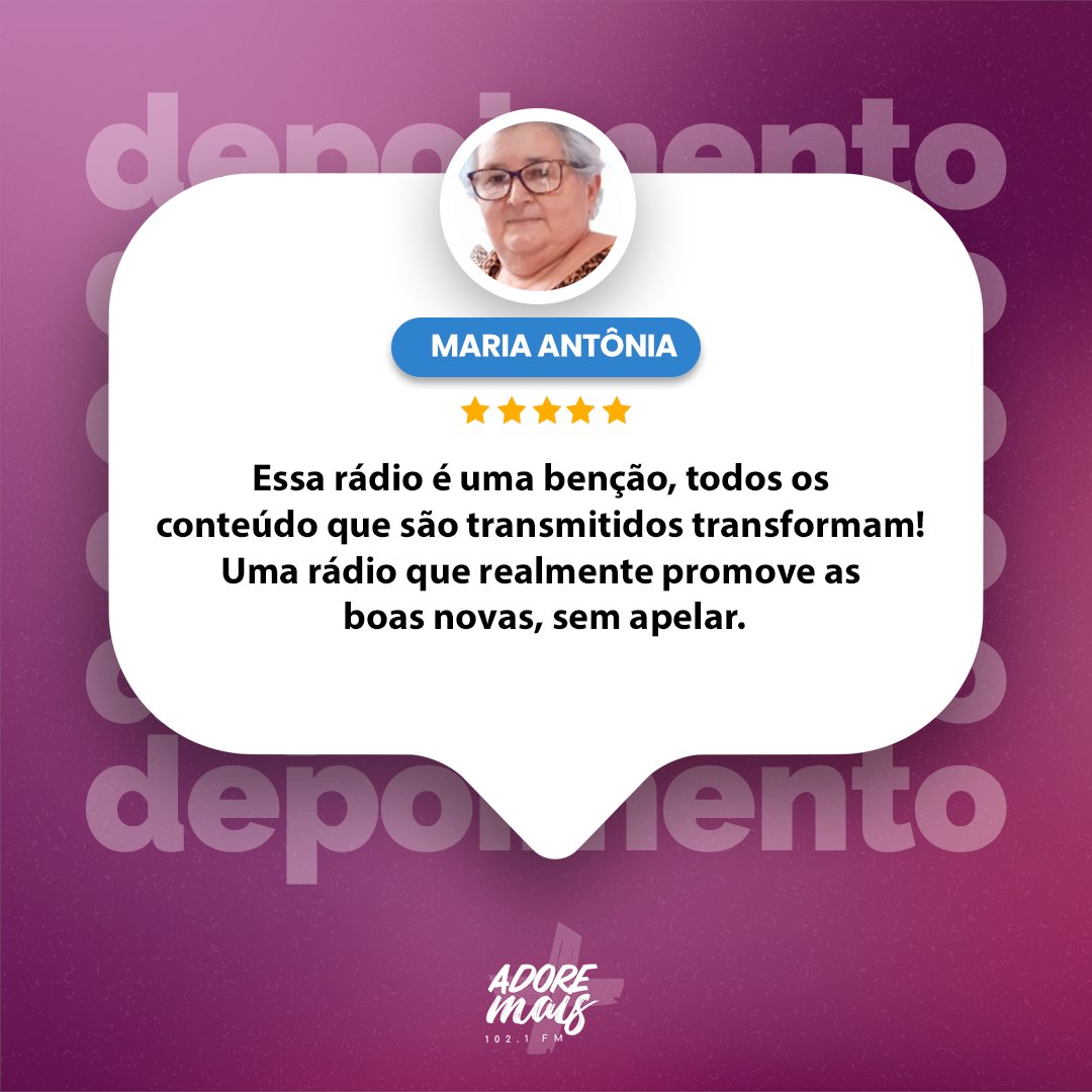 São esses comentários que aquecem o coração da família Adore Mais 💜🔥

Muito Obrigado Maria Antônia por sua audiência!

#adoremaisfm #adoremais #ouvintes #1021fm